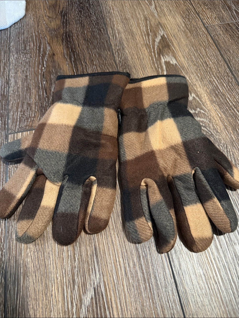 Women’s Plaid Fleece Gloves - Brown Multi